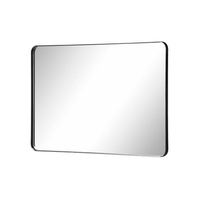 SUMERAIN badrumsspegel med matt svart ram, 24x30 tum rundade hörn väggspegel med splitterfritt härdat glas, flexibel horisontell eller vertikal montering
