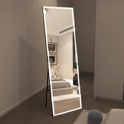 Sumerain 75"x28" Stor LED stående helkroppsspegel, steglöst dimbar belyst golvspegel med 3 färgtemperaturer, väggmonterad helkroppsspegel för sovrum, omklädningsrum, garderob, härdat glas