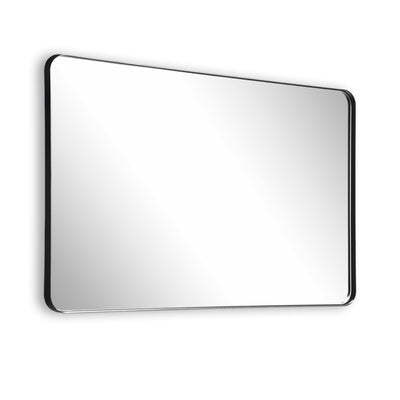 SUMERAIN svart spegel, 40x32 tum aluminiumramad badrumsspegel med rundade hörn och lättstädad glas för moderna hem, passar badrum och hall