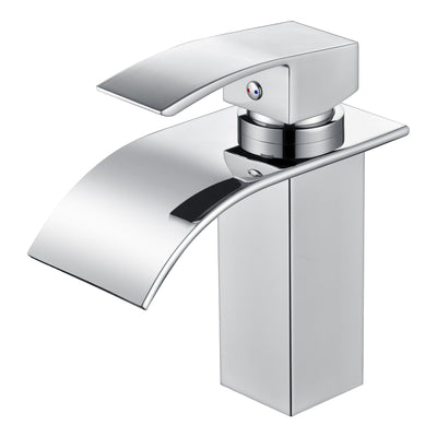 SUMERAIN Modern badrumsblandare med ett handtag, vattenfallsdesign, med vattenledningar, krom