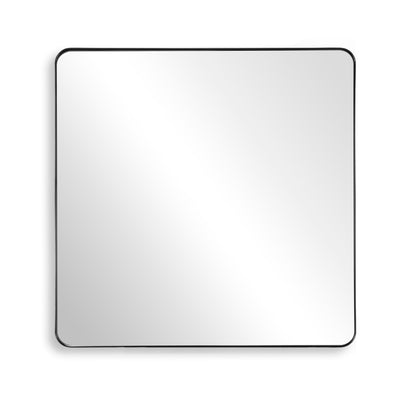SUMERAIN stor badrumsspegel, 38x38 tum härdat glas aluminiumramad väggspegel i matt svart, hängs horisontellt eller vertikalt, enkel att installera