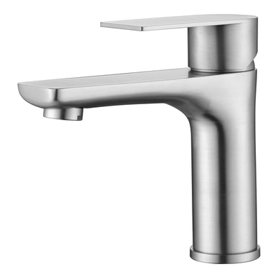 sumerain badrumstvättställsblandare med ett hål, borstad nickel, tvättställsblandare i rostfritt stål med ett handtag och vattenförsörjningsledningar