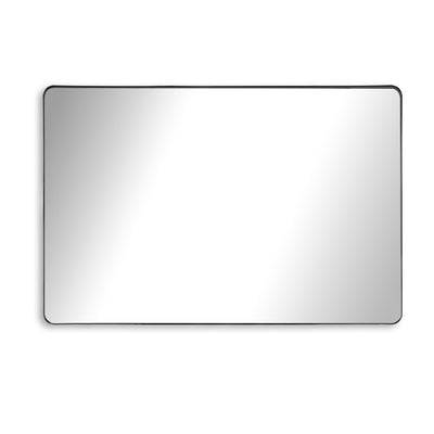 SUMERAIN badrumsspegel 48x32 tum, matt svart aluminiumramad väggspegel med härdat glas för stora utrymmen i moderna eller lantliga badrum