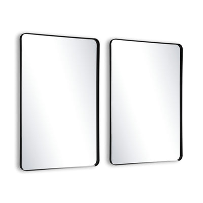SUMERAIN Svart badrumsspegel 2-pack, set med två aluminiumramade härdade glas sminkspeglar för dubbelhandfatsbadrum, 24x36 tum horisontell eller vertikal montering