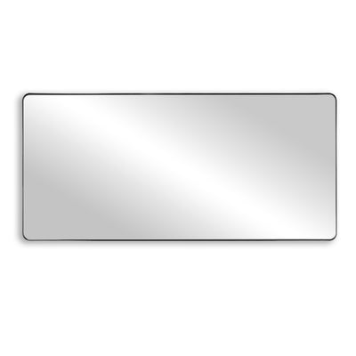 SUMERAIN Badrumsspegel 60x28 tum Stor rundad rektangel, svart metallramad spegel med splitterfritt härdat glas för badrum