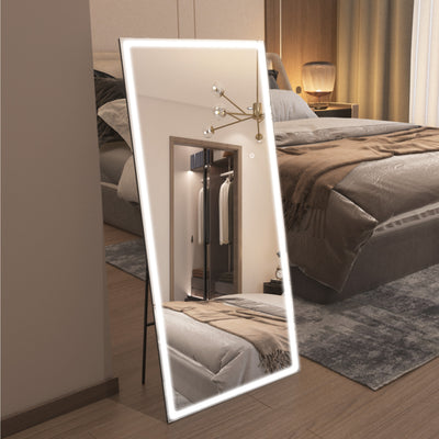 SUMERAIN helkroppsspegel med lampor, 80"x36" LED-golvspegel, helkroppsspeglar med dimmer och 3-färgsbelysning, golvstående spegel för sovrum, vardagsrum, omklädningsrum
