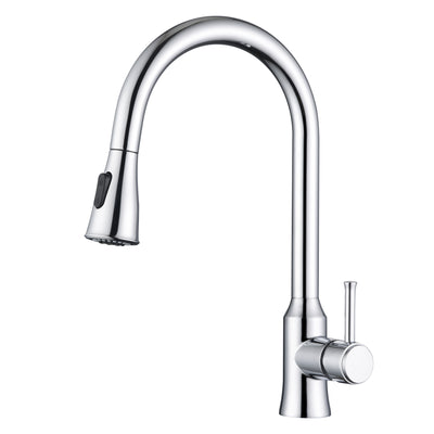 SUMERAIN modern blyfri köksblandare med hög båge och utdragbar spray, dubbel läge, kromfinish