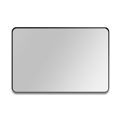 SUMERAIN Matt Svart Badrumsspegel, 20x30 Tum Härdat Glas Väggmonterad Spegel med Rundade Hörn, Kan Hängas Horisontellt eller Vertikalt