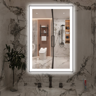 Sumerain 24"x36" LED badrumsspegel med front- och bakbelysning, smart dimbar ljusstyrka sminkspegel för vägg, imfri, minnesfunktion, 3 färglägen