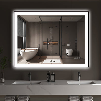 Sumerain 40 x 30 tum belyst sminkspegel för badrumsvägg, smart imfri dimbar LED badrumsspegel med front- och bakbelysning, 3 färglägen, minnesfunktion