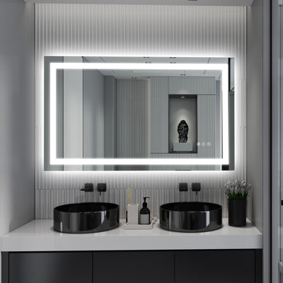 SUMERAIN 40 x 24 tum LED-badrumsspegel med belysning, badrumsspegel för vägg, 3 färgtemperaturer belyst badrumsspegel med härdat glas, minnesfunktion, ETL-certifierad
