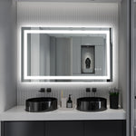 SUMERAIN 40 x 24 tum LED-badrumsspegel med belysning, badrumsspegel för vägg, 3 färgtemperaturer belyst badrumsspegel med härdat glas, minnesfunktion, ETL-certifierad