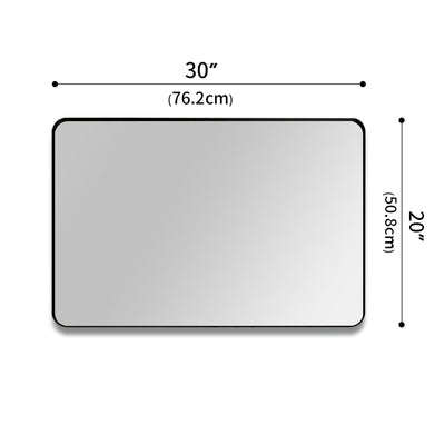 SUMERAIN Matt Svart Badrumsspegel, 20x30 Tum Härdat Glas Väggmonterad Spegel med Rundade Hörn, Kan Hängas Horisontellt eller Vertikalt