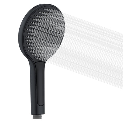 Sumerain Handduschhuvud svart högtryck, stor handhållen dusch, vattensparande med 3 stråltyper (135 mm)