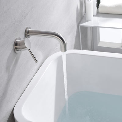 SUMERAIN Badkarsblandare i borstad nickel, väggmonterad badkarsfyllare med enkel vänsterhandtag