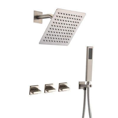 3-handtags duschblandarsystem, duschblandare i borstad nickel med ventil, SUMERAIN