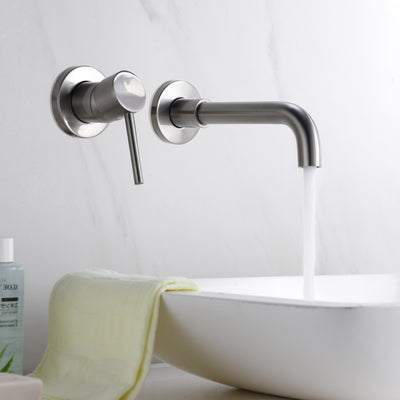 sumerain Väggmonterad borstad nickel badrumstvättställsblandare, vänsterhandtag design